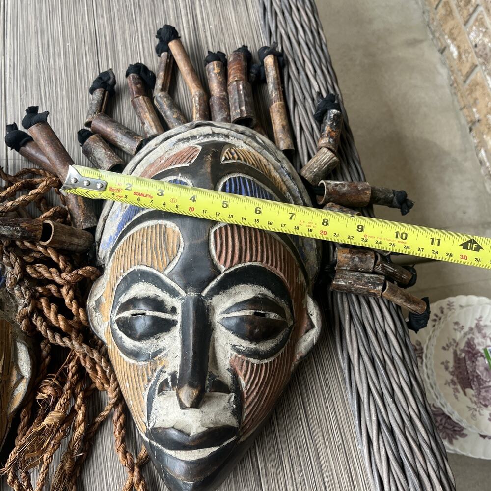 (2) Multicolor African Chokwe Legacy Tribal Mask Vintage - Picture 12 of 15